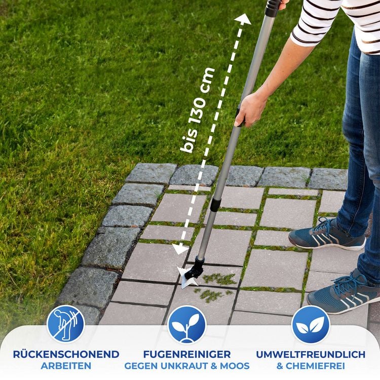 Produktbild: 4-Zack Fugenkratzer mit Teleskopstiel , mit 4 unterschiedlichen Zacken