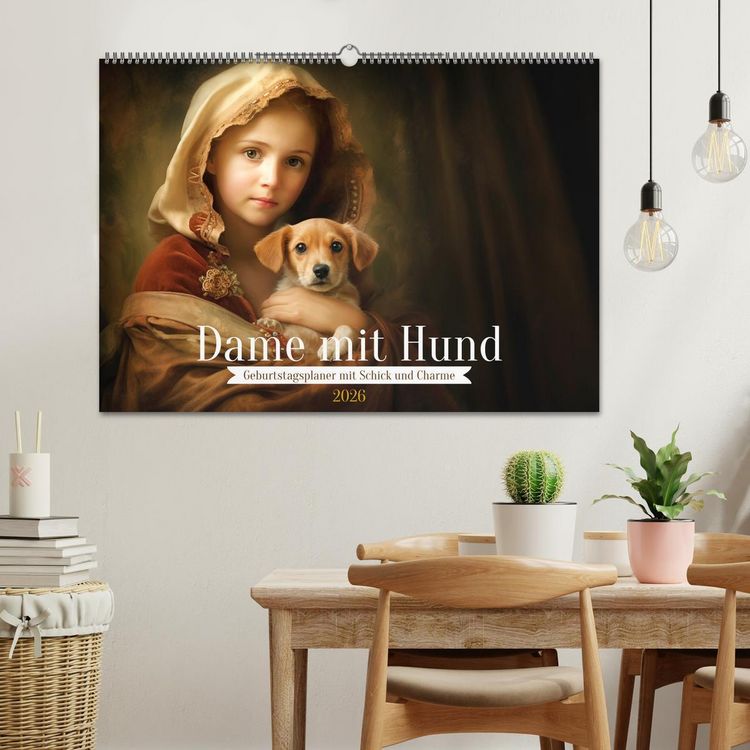 Produktbild: Dame mit Hund (Wandkalender 2026 DIN A2 quer), CALVENDO Monatskalender