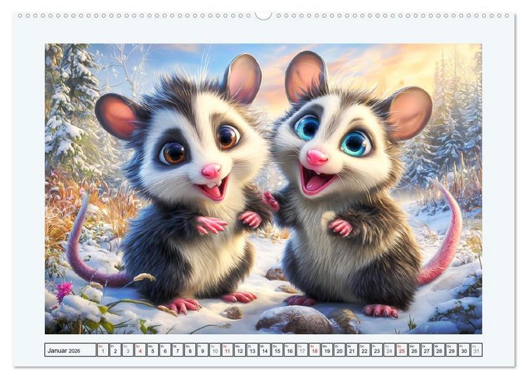 Produktbild: Oh, Possums! Cartoon-Abenteuer mit lustigen Beutelratten (hochwertiger Premium Wandkalender 2026 DIN A2 quer), Kunstdruck in Hochglanz