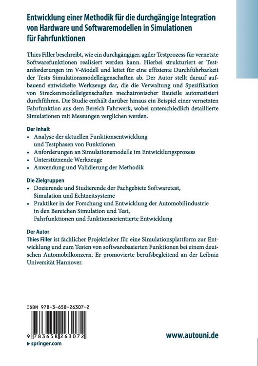 Produktbild: Entwicklung einer Methodik f&uuml;r die durchg&auml;ngige Integration von Hardware und Softwaremodellen in Simulationen f&uuml;r Fahrfunktionen