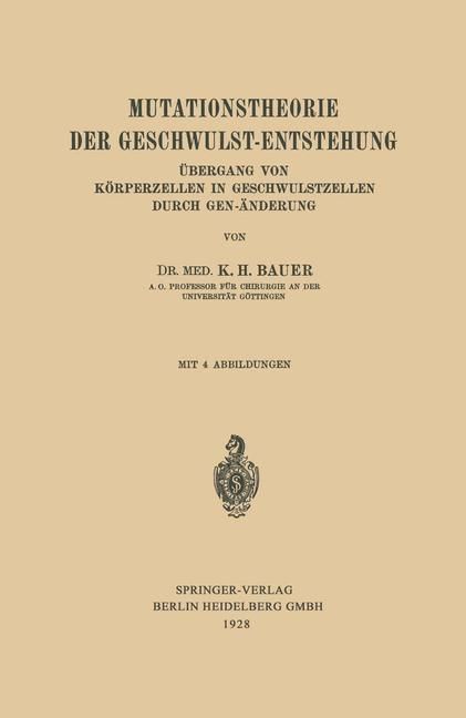 Produktbild: Mutationstheorie der Geschwulst-Entstehung
