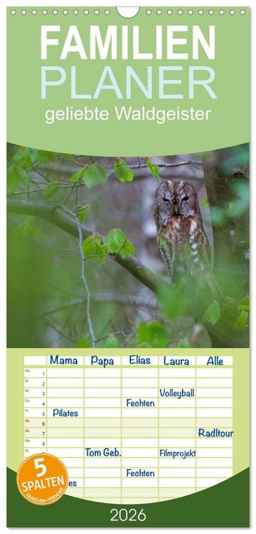 Produktbild: Familienplaner 2026 - geliebte Waldgeister mit 5 Spalten (Wandkalender, 21 x 45 cm) CALVENDO