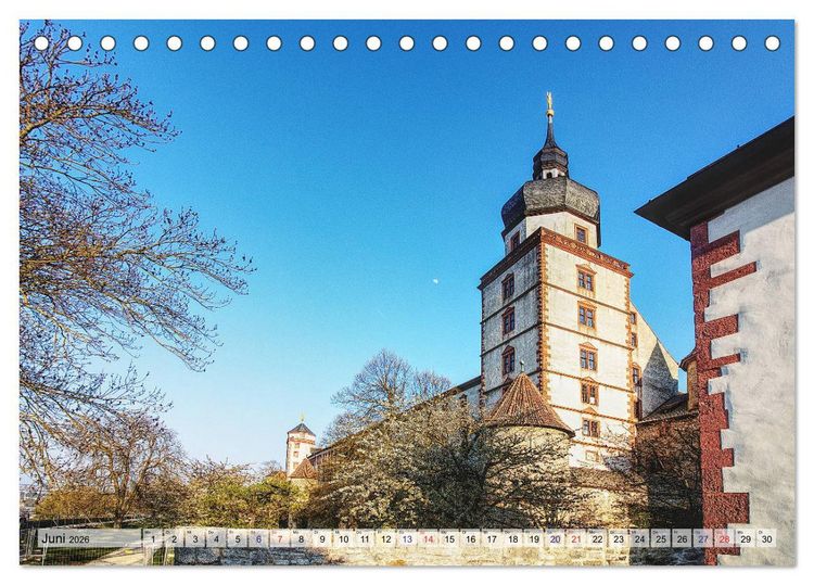 Produktbild: W&uuml;rzburg und Veitsh&ouml;chheim - romantische Rokoko St&auml;dte am Main (Tischkalender 2026 DIN A5 quer), CALVENDO Monatskalender