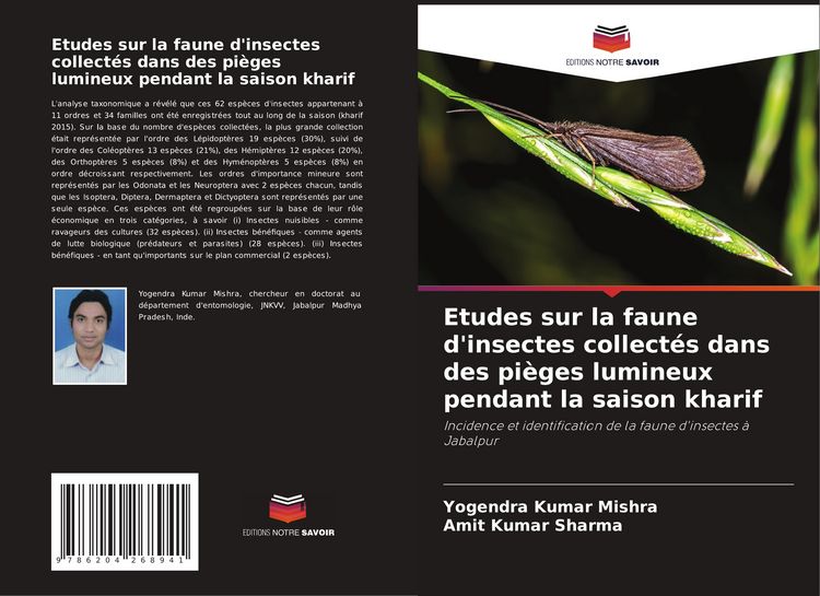 Produktbild: Etudes sur la faune d'insectes collect&eacute;s dans des pi&egrave;ges lumineux pendant la saison kharif