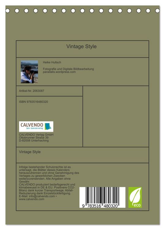 Produktbild: Vintage Style (Tischkalender 2026 DIN A5 hoch), CALVENDO Monatskalender
