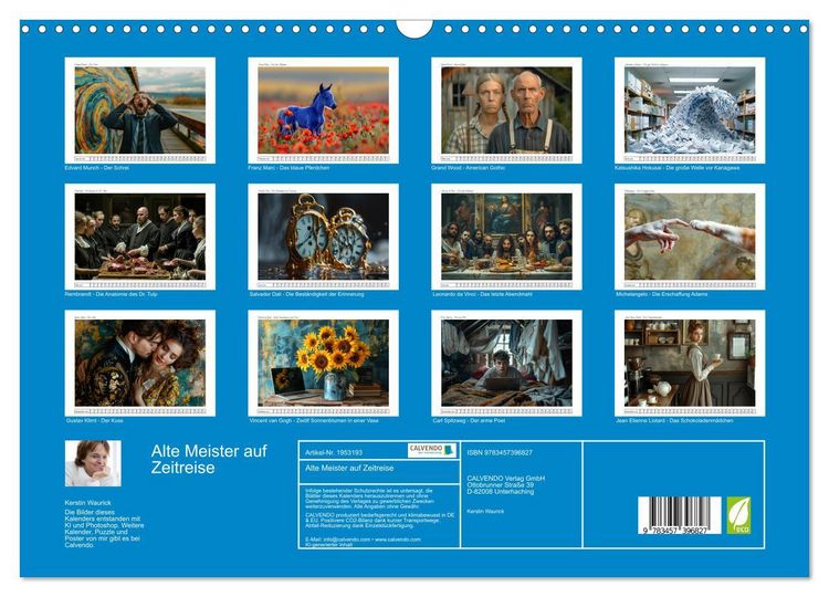 Produktbild: Alte Meister auf Zeitreise (Wandkalender 2026 DIN A3 quer), CALVENDO Monatskalender