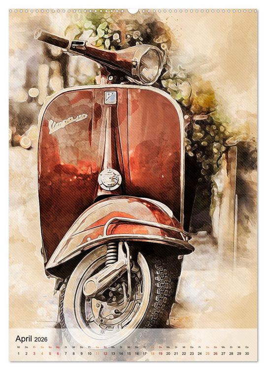 Produktbild: Motorroller - Vespa Galerie (hochwertiger Premium Wandkalender 2026 DIN A2 hoch), Kunstdruck in Hochglanz