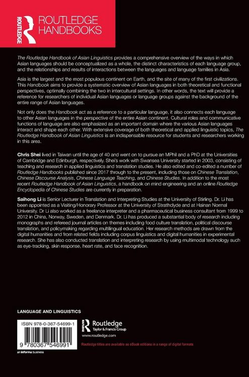 Produktbild: The Routledge Handbook of Asian Linguistics