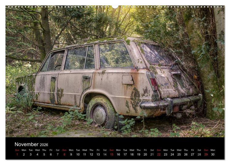 Produktbild: Sleeping Beauties Old Rusty Cars (High Quality Premium Wall Calendar 2026 DIN A2 landscape),CALVENDO 12 Month Wall Calendar