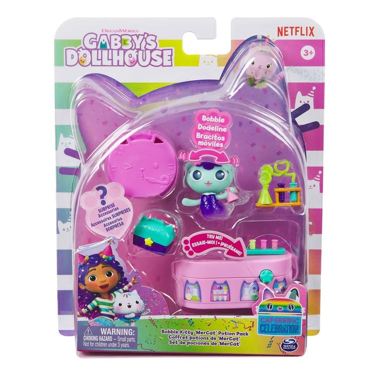 Produktbild: Gabby’s Dollhouse, Bobble Kitty Möbel Pack, Katzen-Figur mit Puppenhausmöbeln und Zubehörteilen