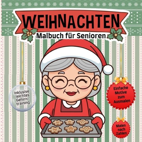 Produktbild: Malbuch f&uuml;r Senioren Weihnachten mit Malen nach Zahlen und Gehirntraining