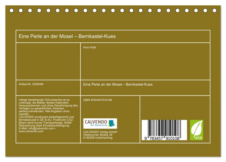 Produktbild: Eine Perle an der Mosel &ndash; Bernkastel-Kues (Tischkalender 2026 DIN A5 quer), CALVENDO Monatskalender