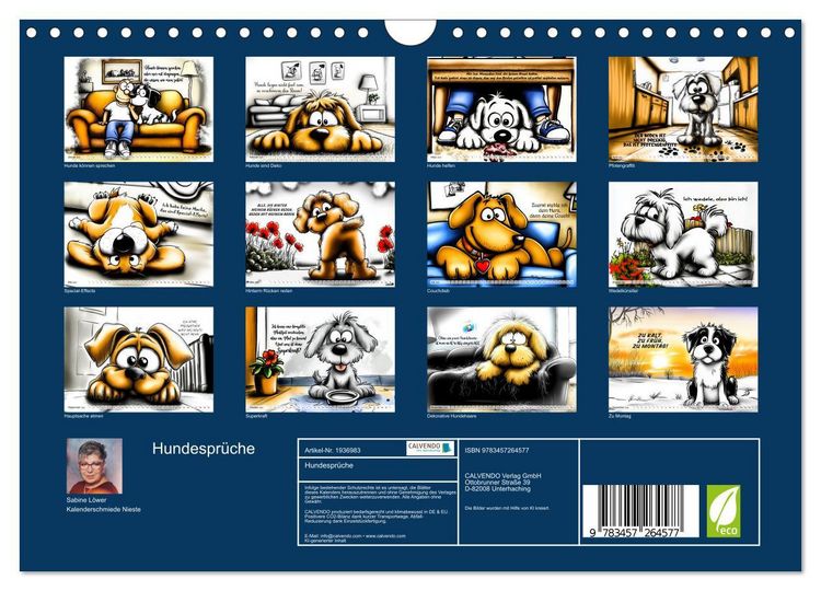 Produktbild: Hundespr&uuml;che (Wandkalender 2026 DIN A4 quer), CALVENDO Monatskalender
