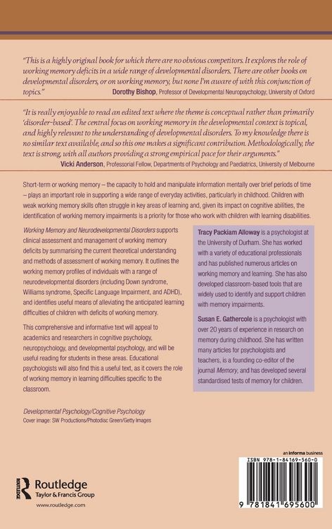 Produktbild: Working Memory and Neurodevelopmental Disorders