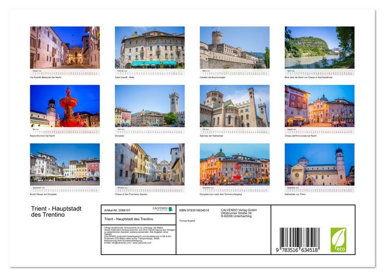 Produktbild: Trient - Hauptstadt des Trentino (Wandkalender 2026 DIN A4 quer), CALVENDO Monatskalender