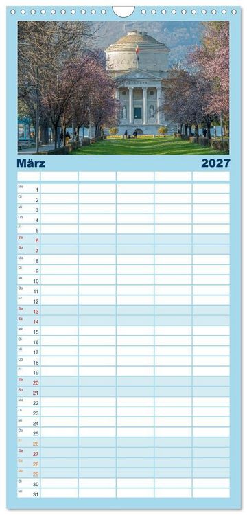 Produktbild: Familienplaner 2027 - Como und der Comer See mit 5 Spalten (Wandkalender, 21 x 45 cm) CALVENDO