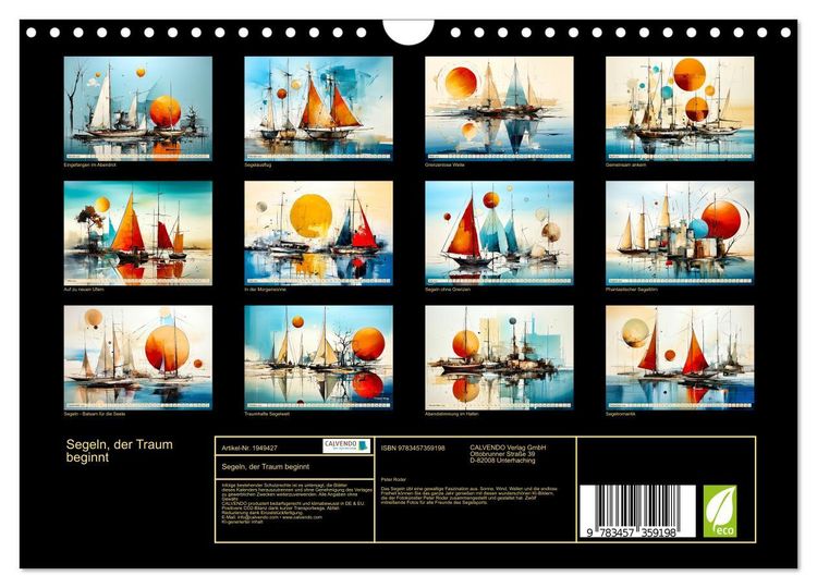 Produktbild: Segeln, der Traum beginnt (Wandkalender 2026 DIN A4 quer), CALVENDO Monatskalender