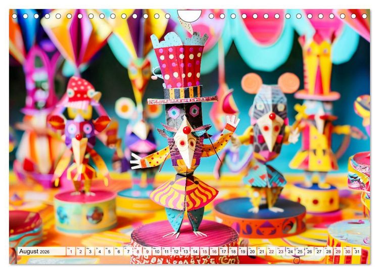 Produktbild: Bunter Origami Zirkus - Farbenfroher Zirkusspa&szlig; mit Origami-Figuren (Wandkalender 2026 DIN A4 quer), CALVENDO Monatskalender