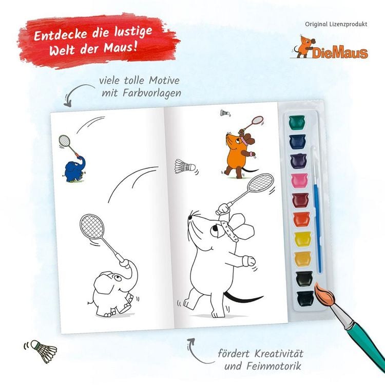 Produktbild: Tr&ouml;tsch Die Maus Malbuch mit Tuschkasten und Pinsel