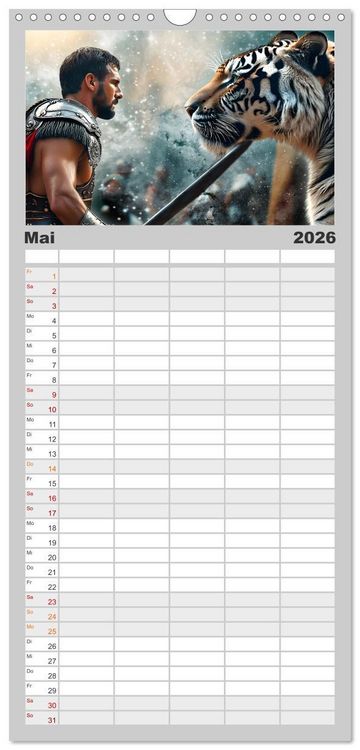 Produktbild: Familienplaner 2026 - Gladiatoren - ein Leben f&uuml;r den Kampf mit 5 Spalten (Wandkalender, 21 x 45 cm) CALVENDO