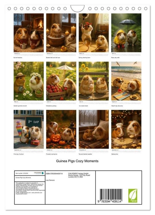 Produktbild: Guinea Pigs Cozy Moments (Wall Calendar 2027 DIN A4 portrait), CALVENDO 12 Month Wall Calendar