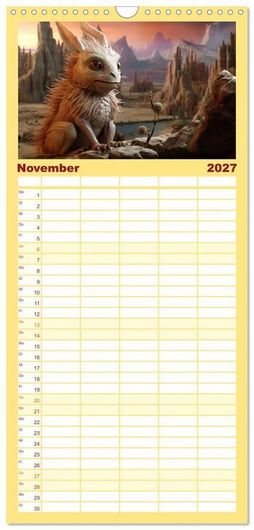 Produktbild: Familienplaner 2027 - Galaktische Wesen mit 5 Spalten (Wandkalender, 21 x 45 cm) CALVENDO