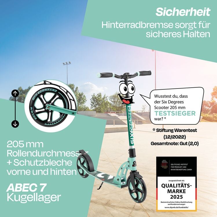 Produktbild: SIX DEGREES Aluminium Scooter 205 mm mint