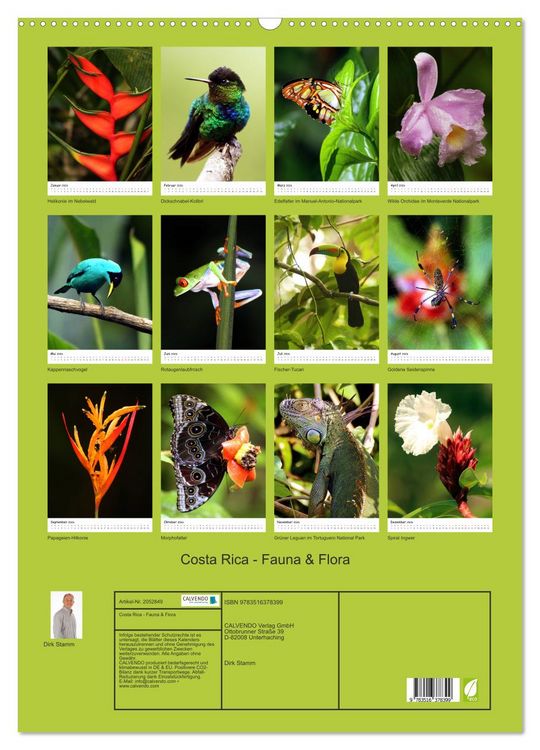 Produktbild: Costa Rica - Fauna & Flora (Wandkalender 2026 DIN A2 hoch), CALVENDO Monatskalender