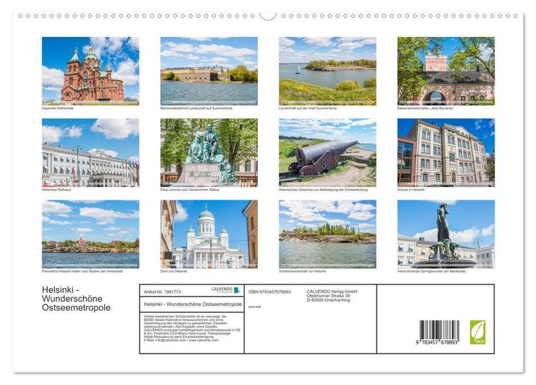 Produktbild: Helsinki - Wundersch&ouml;ne Ostseemetropole (hochwertiger Premium Wandkalender 2026 DIN A2 quer), Kunstdruck in Hochglanz