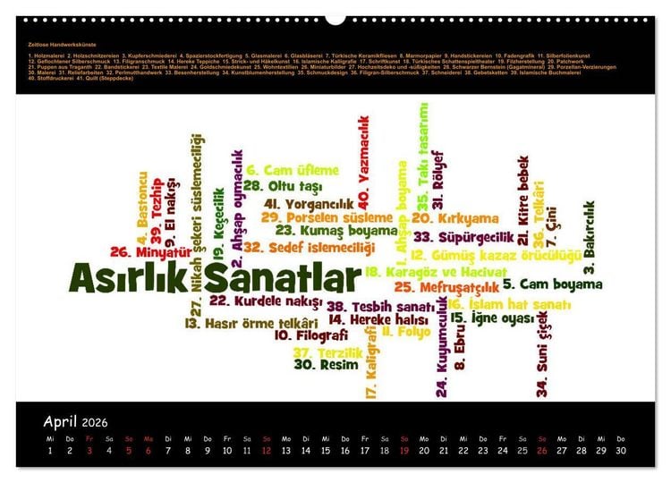 Produktbild: Sprachkalender T&uuml;rkisch-Deutsch (hochwertiger Premium Wandkalender 2026 DIN A2 quer), Kunstdruck in Hochglanz