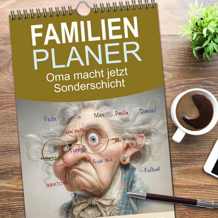Produktbild: Familienplaner 2026 - Oma macht jetzt Sonderschicht mit 5 Spalten (Wandkalender, 21 x 45 cm) CALVENDO