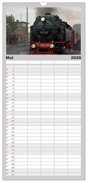Produktbild: Familienplaner 2026 - Die Brockenbahn mit 5 Spalten (Wandkalender, 21 x 45 cm) CALVENDO