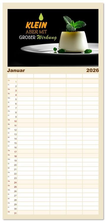 Produktbild: Familienplaner 2026 - Dessert - Liebe auf den ersten Biss mit 5 Spalten (Wandkalender, 21 x 45 cm) CALVENDO