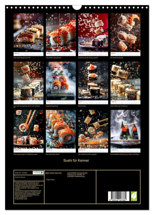 Produktbild: Sushi f&uuml;r Kenner (Wandkalender 2026 DIN A3 hoch), CALVENDO Monatskalender