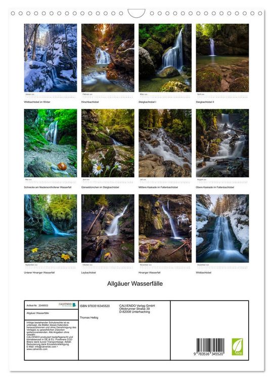 Produktbild: Allg&auml;uer Wasserf&auml;lle (Wandkalender 2026 DIN A3 hoch), CALVENDO Monatskalender