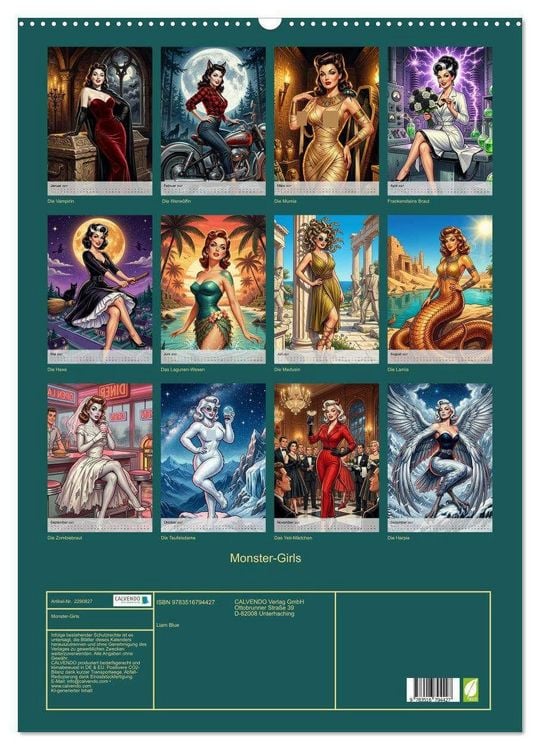 Produktbild: Monster-Girls (Wandkalender 2027 DIN A2 hoch), CALVENDO Monatskalender