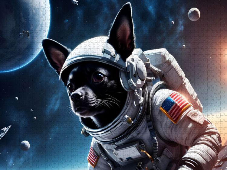 Produktbild: CALVENDO Puzzle Chihuahua Raumfahrer schwebend im Weltraum | 2000 Teile Lege-Gr&ouml;&szlig;e 90x67cm Foto-Puzzle f&uuml;r gl&uuml;ckliche Stunden