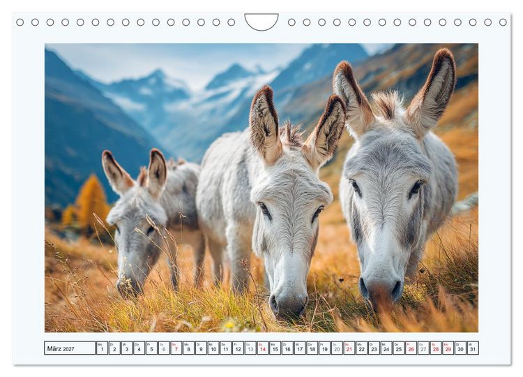 Produktbild: Sanfte Eselpoesie. Momente zwischen Bergwelt und Meer (Wandkalender 2027 DIN A4 quer), CALVENDO Monatskalender