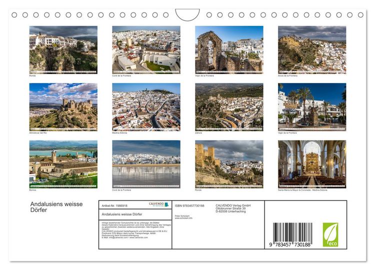 Produktbild: Andalusiens weisse D&ouml;rfer (Wandkalender 2026 DIN A4 quer), CALVENDO Monatskalender