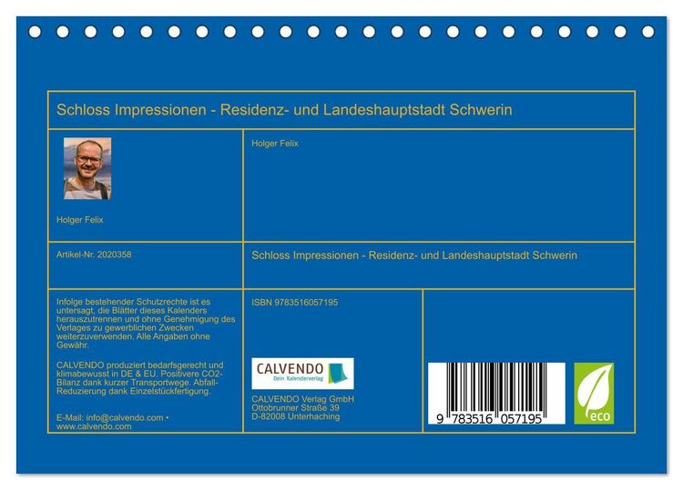 Produktbild: Schloss Impressionen - Residenz- und Landeshauptstadt Schwerin (Tischkalender 2026 DIN A5 quer), CALVENDO Monatskalender