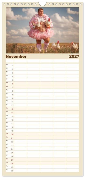 Produktbild: Familienplaner 2027 - Die H&uuml;hnerhelden. Witz und Charme mit M&auml;nnern, die Eier haben mit 5 Spalten (Wandkalender, 21 x 45 cm) CALVENDO