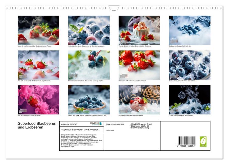 Produktbild: Superfood Blaubeeren und Erdbeeren (Wandkalender 2026 DIN A3 quer), CALVENDO Monatskalender
