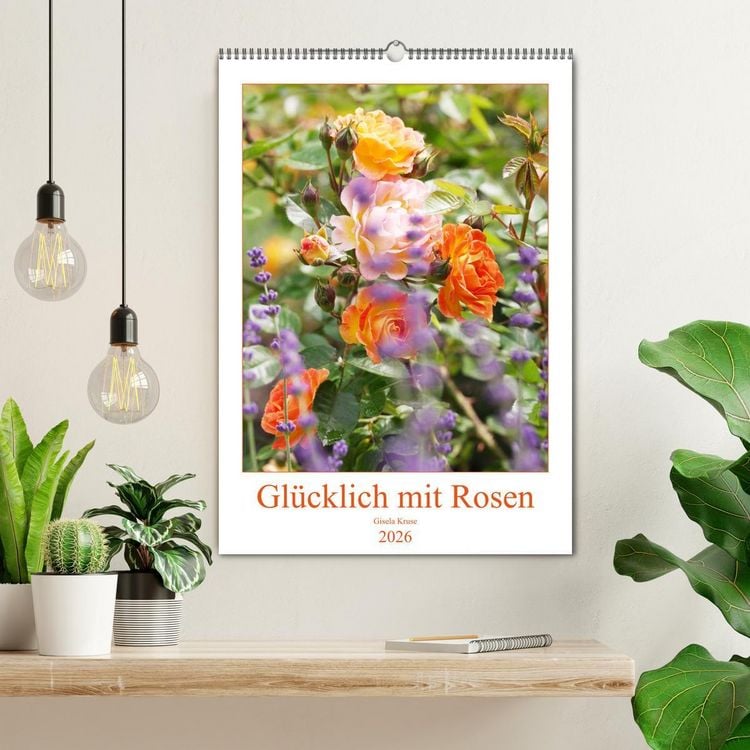 Produktbild: Gl&uuml;cklich mit Rosen (Wandkalender 2026 DIN A2 hoch), CALVENDO Monatskalender