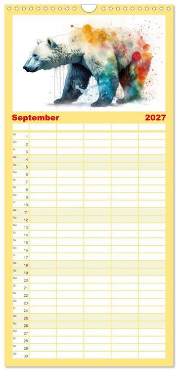 Produktbild: Familienplaner 2027 - Raubtiere voll Eleganz und Kraft mit 5 Spalten (Wandkalender, 21 x 45 cm) CALVENDO