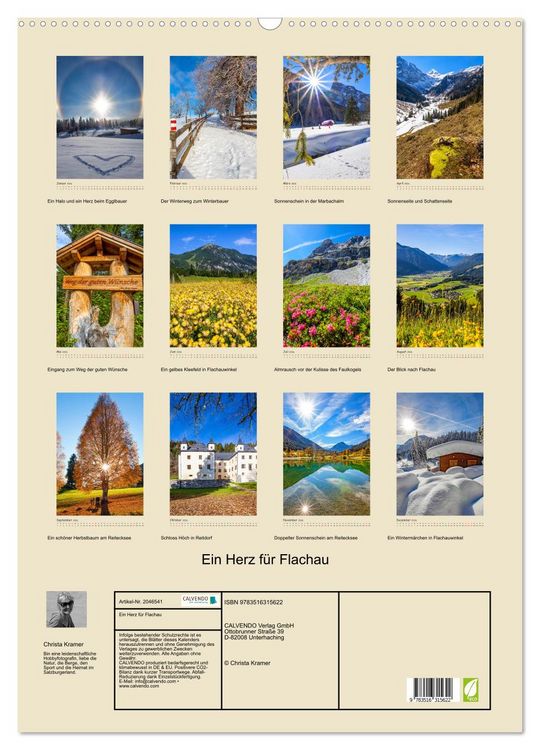 Produktbild: Ein Herz f&uuml;r Flachau (Wandkalender 2026 DIN A2 hoch), CALVENDO Monatskalender