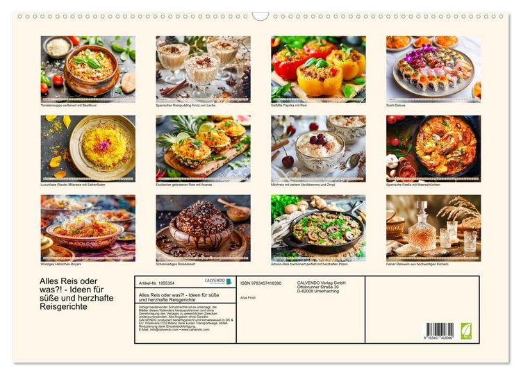 Produktbild: Alles Reis oder was?! - Ideen f&uuml;r s&uuml;&szlig;e und herzhafte Reisgerichte (Wandkalender 2026 DIN A2 quer), CALVENDO Monatskalender