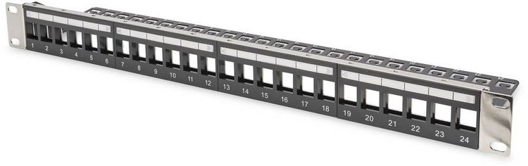 Produktbild: Digitus 24 Port Netzwerk-Patchpanel 483mm (19\") Unbest&uuml;ckt 1 HE Unbest&uuml;ckt