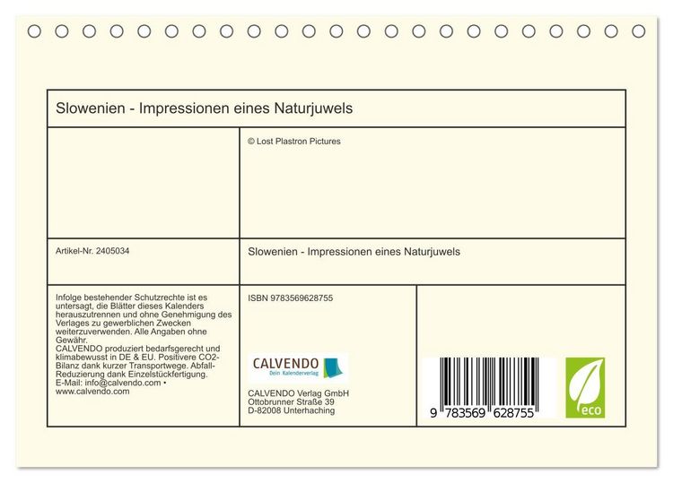 Produktbild: Slowenien - Impressionen eines Naturjuwels (Tischkalender 2027 DIN A5 quer), CALVENDO Monatskalender