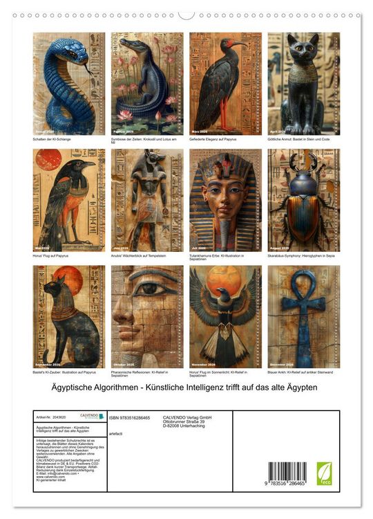 Produktbild: &Auml;gyptische Algorithmen - K&uuml;nstliche Intelligenz trifft auf das alte &Auml;gypten (hochwertiger Premium Wandkalender 2026 DIN A2 hoch), Kunstdruck in Hochglanz