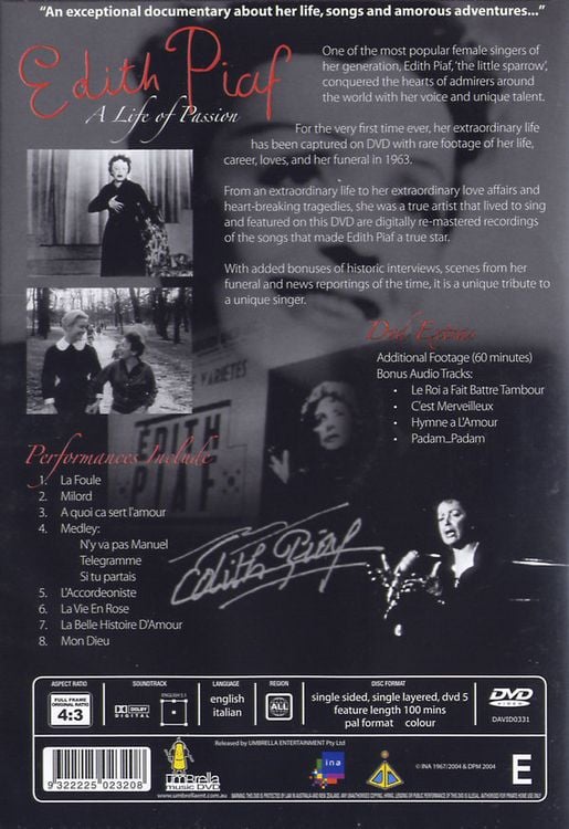 Produktbild: Edith Piaf - A Life of Passion